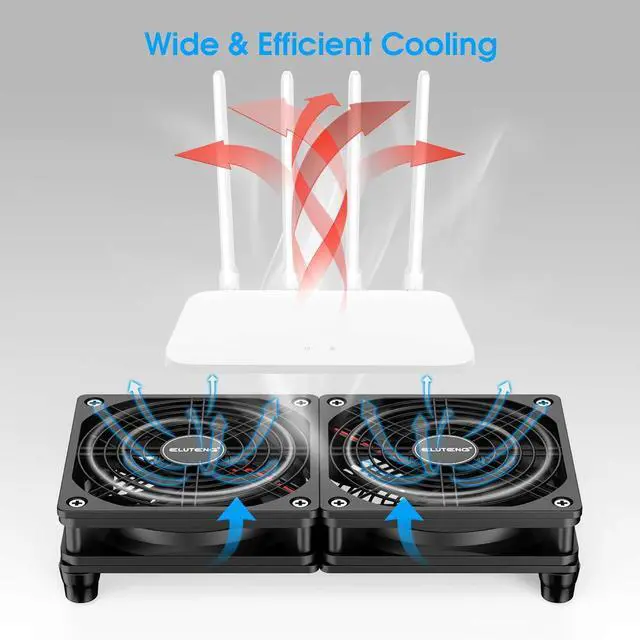 Alt view image 3 of 7 - ELUTENG Dual DC 120mm Case Fan with Power Adapter, Powerful 12V Ventilator Fan for Laptop Receiver DVR Playstation Xbox Desk Computer Cabinet Cooling