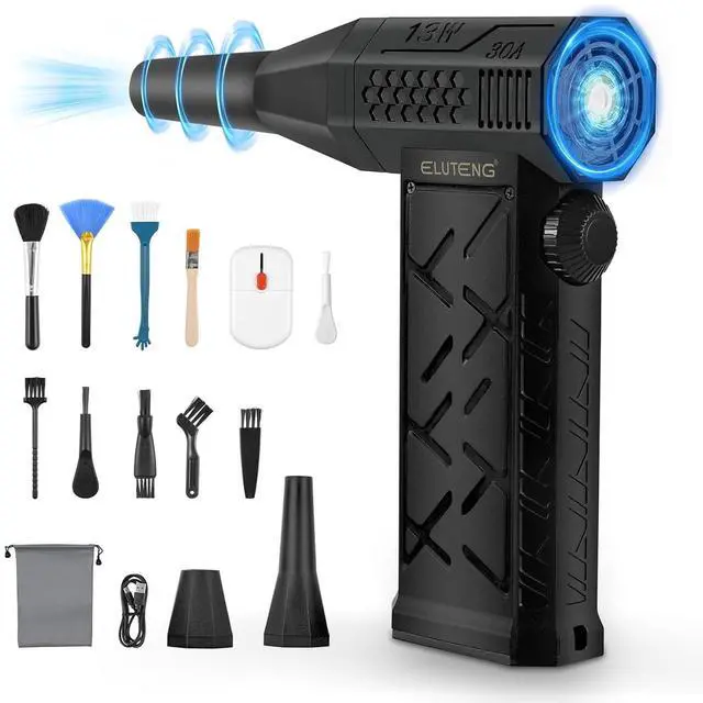 Main image of ELUTENG Electric Air Duster 130,000RPM 4000mAh Rechargeable Cordless Air Blower for Keyboard & Electronic Devices Cleaning, ELT COMPRESSED AIR DUSTER 130000RPM