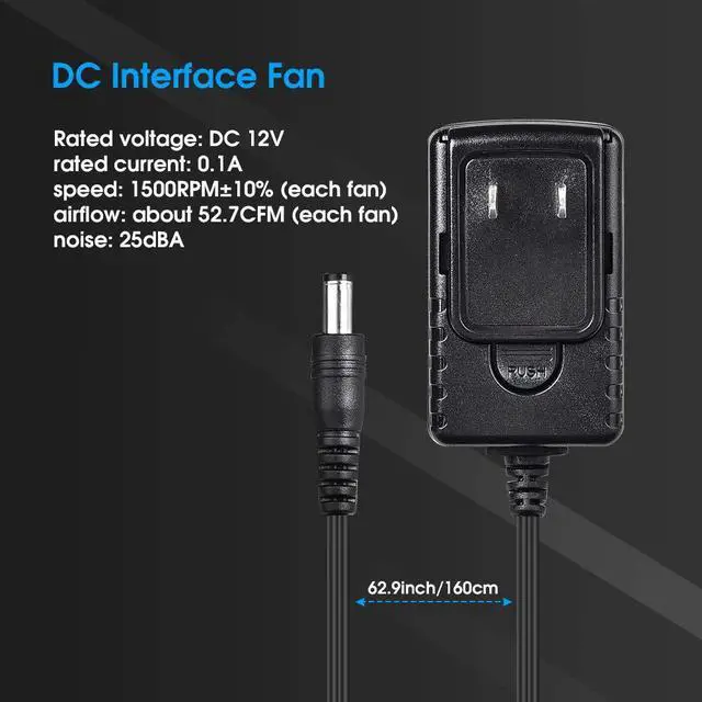 Alt view image 5 of 7 - ELUTENG Dual DC 120mm Case Fan with Power Adapter, Powerful 12V Ventilator Fan for Laptop Receiver DVR Playstation Xbox Desk Computer Cabinet Cooling