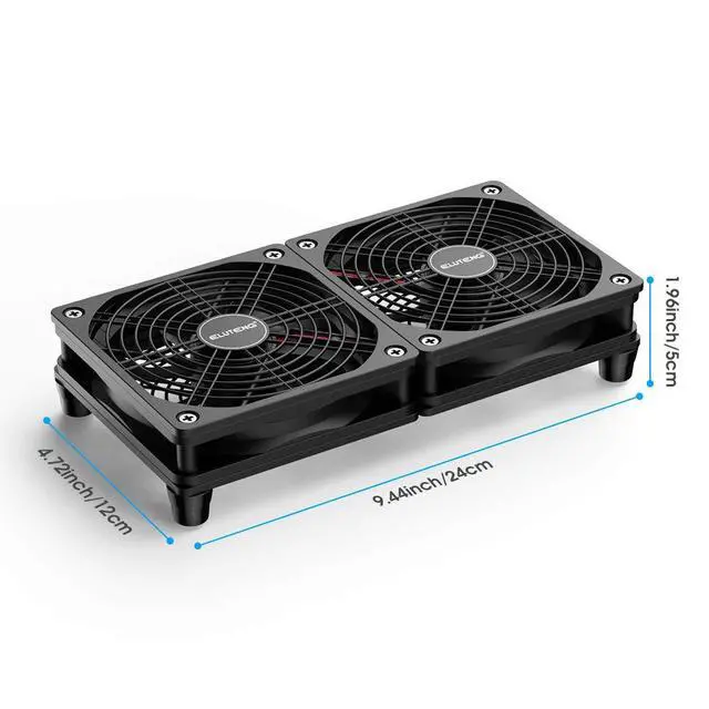 Alt view image 7 of 7 - ELUTENG Dual DC 120mm Case Fan with Power Adapter, Powerful 12V Ventilator Fan for Laptop Receiver DVR Playstation Xbox Desk Computer Cabinet Cooling