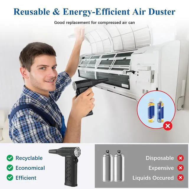 Alt view image 5 of 7 - ELUTENG Electric Air Duster 130,000RPM 4000mAh Rechargeable Cordless Air Blower for Keyboard & Electronic Devices Cleaning, ELT COMPRESSED AIR DUSTER 130000RPM