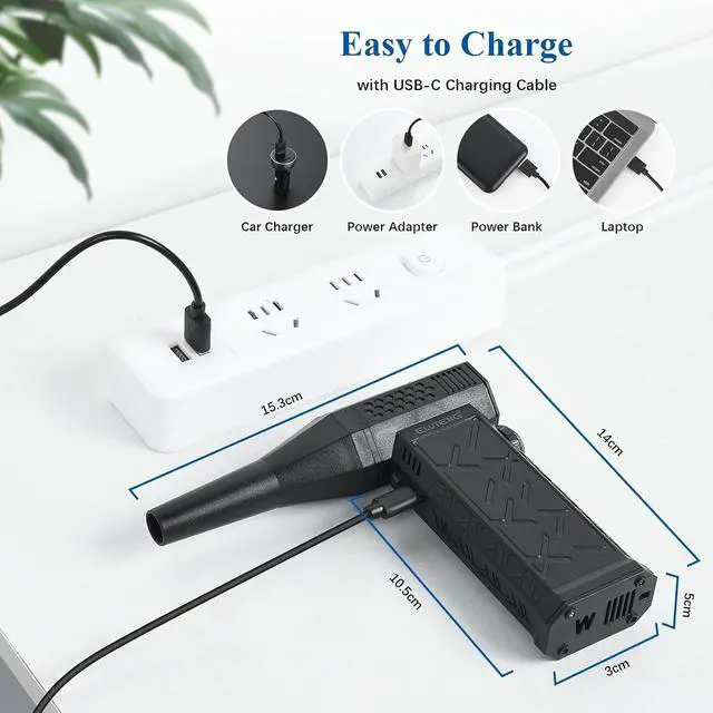 Alt view image 7 of 7 - ELUTENG Electric Air Duster 130,000RPM 4000mAh Rechargeable Cordless Air Blower for Keyboard & Electronic Devices Cleaning, ELT COMPRESSED AIR DUSTER 130000RPM