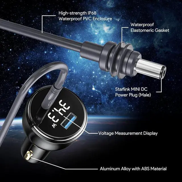 Alt view image 4 of 7 - ELUTENG Starlink Mini DC Power Cable 10FT/3M (Black)