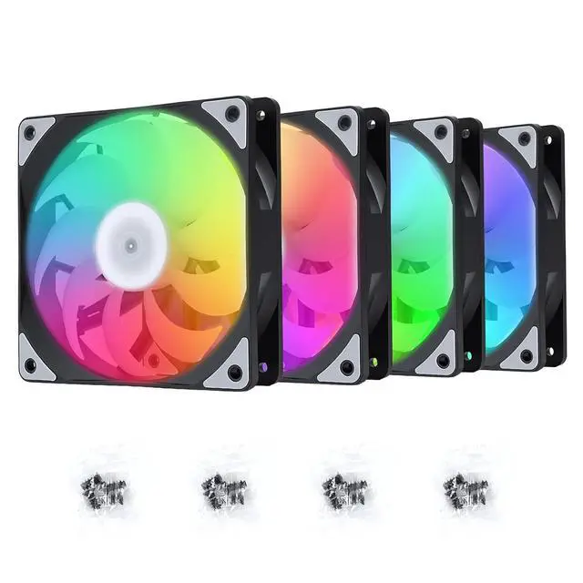 Main image of ELUTENG 4 Pack 120mm ARGB Fan 4 Pin PWM Max 2400 RPM Addressable RGB Fans Infinite Mirror Effect Quiet PC Cooling Ventilator with Mounting Screws for Gaming PC Case, CPU Air Cooler, Desktop Computer