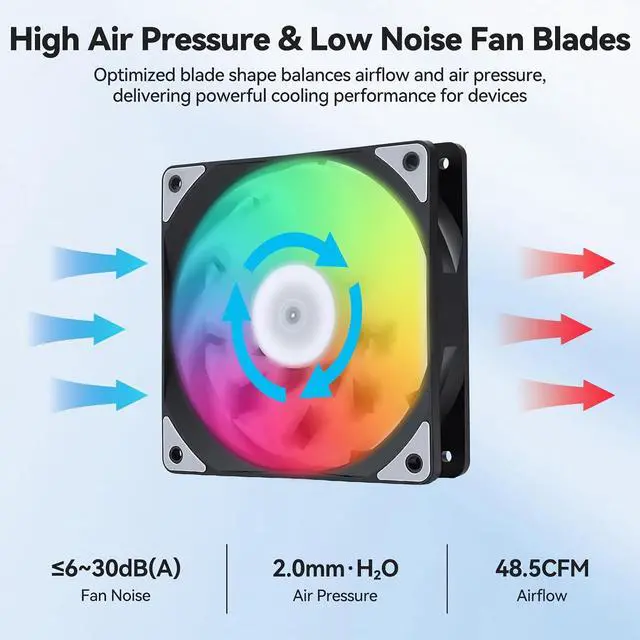 Alt view image 7 of 7 - ELUTENG 4 Pack 120mm ARGB Fan 4 Pin PWM Max 2400 RPM Addressable RGB Fans Infinite Mirror Effect Quiet PC Cooling Ventilator with Mounting Screws for Gaming PC Case, CPU Air Cooler, Desktop Computer