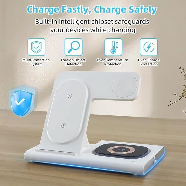Alt view image 4 of 7 - ELUTENG 3 in 1 Wireless Charging Station Compatible for Apple Devices Foldable Charging Stand 18W Fast Charging for iPhone 16/15/14/13/12 Pro Max, iWatch 10/9/8/7/Ultra2/Ultra/SE