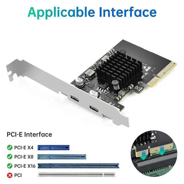 Alt view image 3 of 7 - ELUTENG 2-Ports PCIE USB 3.2 GEN2 Express Expansion Card 10Gbps with Large-Area Heatsink USB Front Panel Adapter for Windows 11/10/8/7/XP/Linux/Mac OS