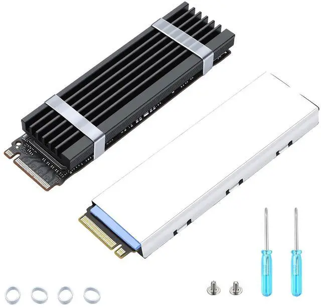 Main image of ELUTENG 2 Pack M.2 Heatsink Cooler Dual-Sided Cooling Aluminum Heatsinks Low Profile with Thermal Silicone Sheet SSD Heat Sink for M2 2280 SSD, PS5, PC