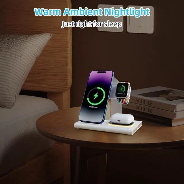Alt view image 5 of 7 - ELUTENG 3 in 1 Wireless Charging Station Compatible for Apple Devices Foldable Charging Stand 18W Fast Charging for iPhone 16/15/14/13/12 Pro Max, iWatch 10/9/8/7/Ultra2/Ultra/SE