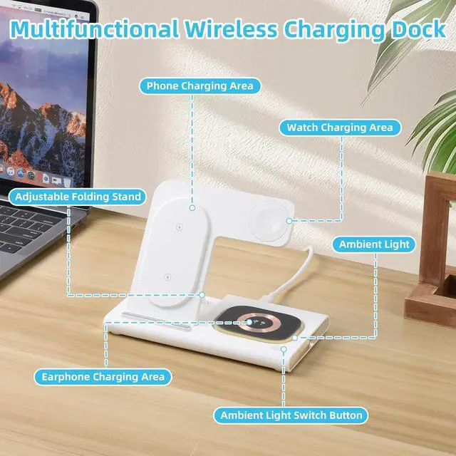 Alt view image 6 of 7 - ELUTENG 3 in 1 Wireless Charging Station Compatible for Apple Devices Foldable Charging Stand 18W Fast Charging for iPhone 16/15/14/13/12 Pro Max, iWatch 10/9/8/7/Ultra2/Ultra/SE