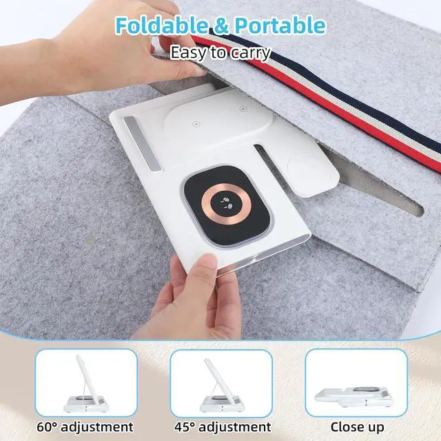 Alt view image 7 of 7 - ELUTENG 3 in 1 Wireless Charging Station Compatible for Apple Devices Foldable Charging Stand 18W Fast Charging for iPhone 16/15/14/13/12 Pro Max, iWatch 10/9/8/7/Ultra2/Ultra/SE