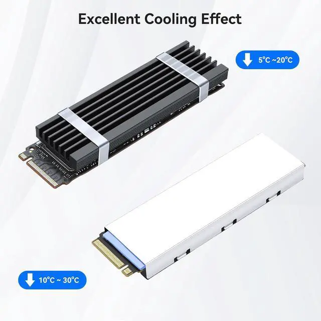 Alt view image 6 of 7 - ELUTENG 2 Pack M.2 Heatsink Cooler Dual-Sided Cooling Aluminum Heatsinks Low Profile with Thermal Silicone Sheet SSD Heat Sink for M2 2280 SSD, PS5, PC