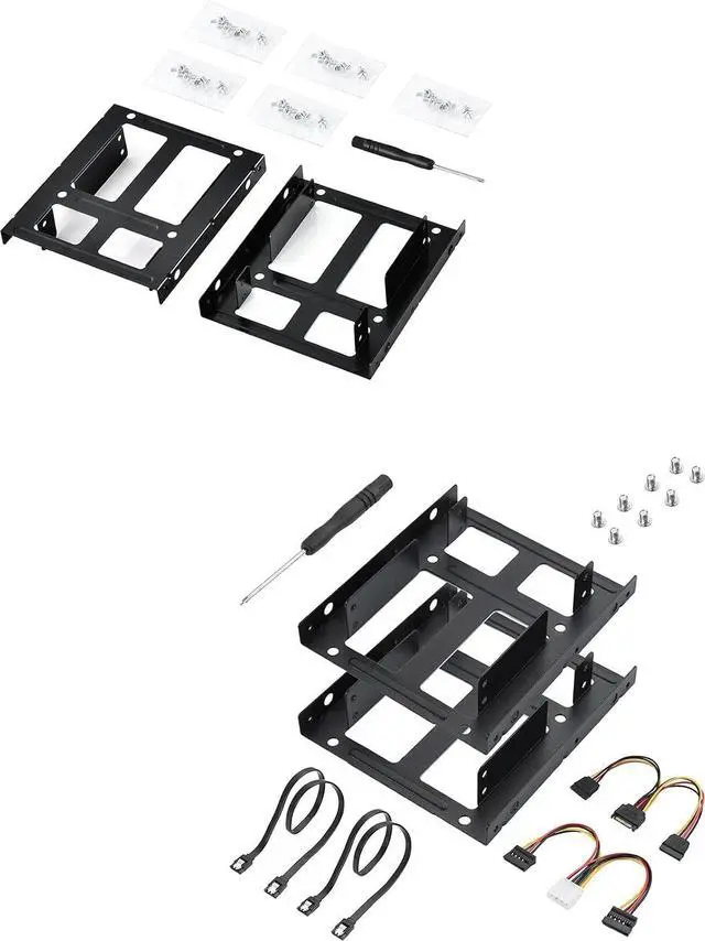 Main image of ELUTENG Double-Deck HDD SSD Mounting Bracket 2Pack 2.5" to 3.5" Hard Drive Adapter with 2 Pack Double-Deck SSD Mounting Bracket SSD Adapter 2.5" to 3.5" Hard Drive with SATA Cable and Power Splitter C