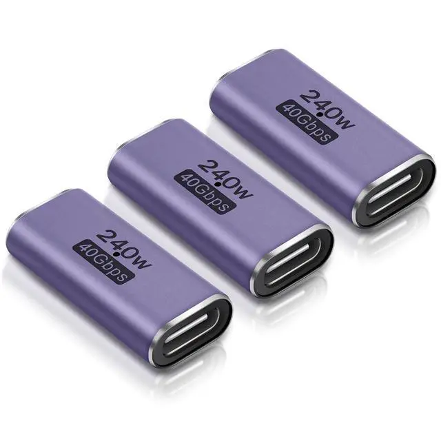 Alt view image 2 of 7 - ELUTENG USB C Female to Female Adapter 3 Pack USB Type C Coupler with 90 Degree USB C Adapter 3 Pack 100W Right Angle
