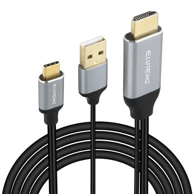 Alt view image 2 of 7 - ELUTENG HDMI to USB C Cable 6.6FT 4K@60Hz with USB Power Suply HDMI Male to Type C Male Converter Cable Compatible with Xreal Air, Nreal Air, PS5, Portable Monitor