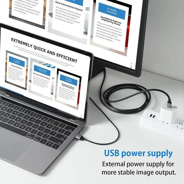 Alt view image 4 of 7 - ELUTENG HDMI to USB C Cable 6.6FT 4K@60Hz with USB Power Suply HDMI Male to Type C Male Converter Cable Compatible with Xreal Air, Nreal Air, PS5, Portable Monitor