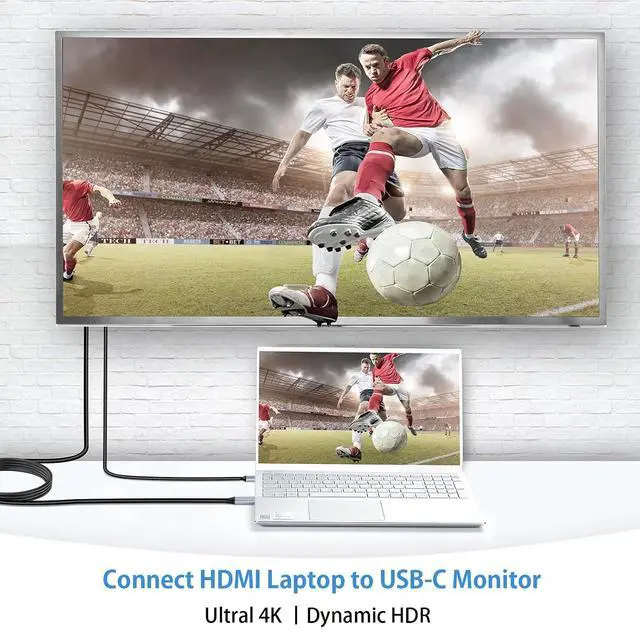 Alt view image 5 of 7 - ELUTENG HDMI to USB C Cable 6.6FT 4K@60Hz with USB Power Suply HDMI Male to Type C Male Converter Cable Compatible with Xreal Air, Nreal Air, PS5, Portable Monitor