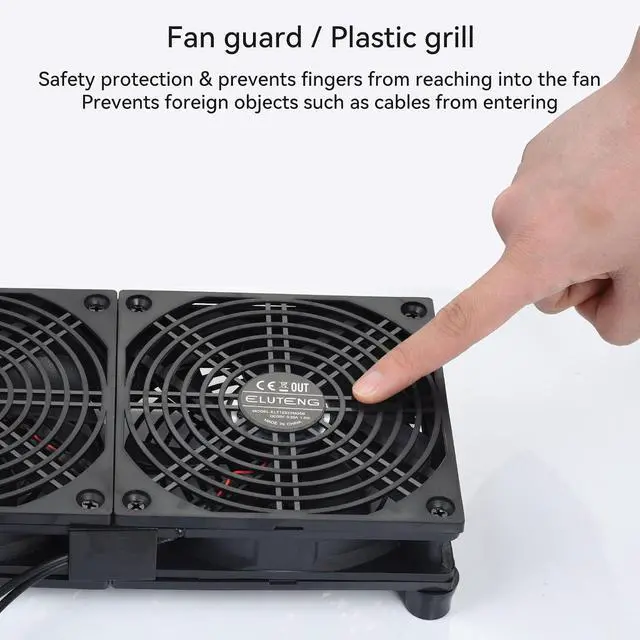 Alt view image 6 of 7 - ELUTENG USB Powered Fan 120mm Dual with Quiet Mat USB Cooling Fans Row Mounted 3 Adjustable Speeds PC Case Ventilator 12cm for Router, Receiver, TV Box, DVR, Xbox, PS6, Cabinet