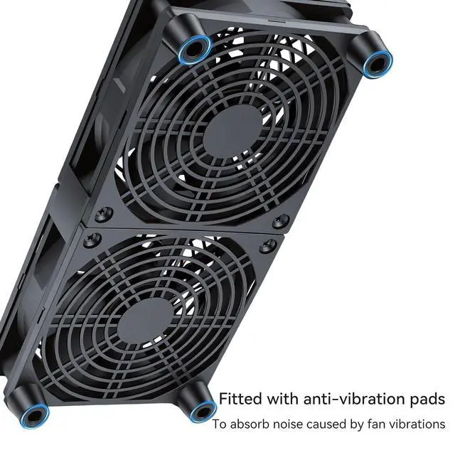 Alt view image 7 of 7 - ELUTENG USB Powered Fan 120mm Dual with Quiet Mat USB Cooling Fans Row Mounted 3 Adjustable Speeds PC Case Ventilator 12cm for Router, Receiver, TV Box, DVR, Xbox, PS6, Cabinet