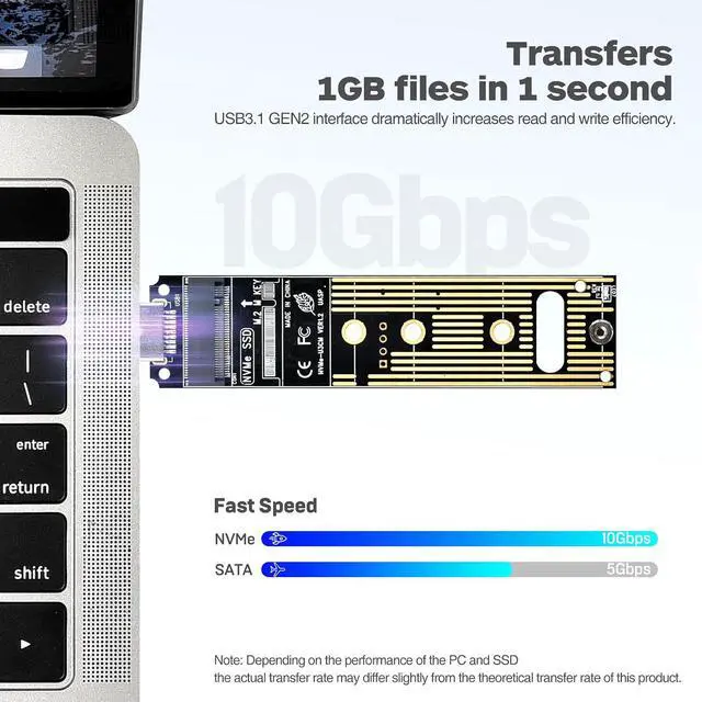 Alt view image 6 of 7 - ELUTENG NVME to USB Adapter M.2 NVME Hard Drive USB3.1 Gen2 with M.2 to USB C Adapter USB 3.1 Gen 2 to NVMe PCI-E Converter Reader