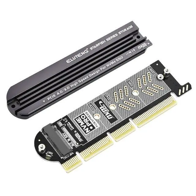 Alt view image 2 of 7 - ELUTENG NVMe PCIe 4.0 Adapter NVMe M.2 SSD to PCIe X4/X8/X16 Card with NVME PCIe 4.0 Adapter M.2 NVME SSD to PCI-e Slots X1 X4 X8 X16 Expansion Card