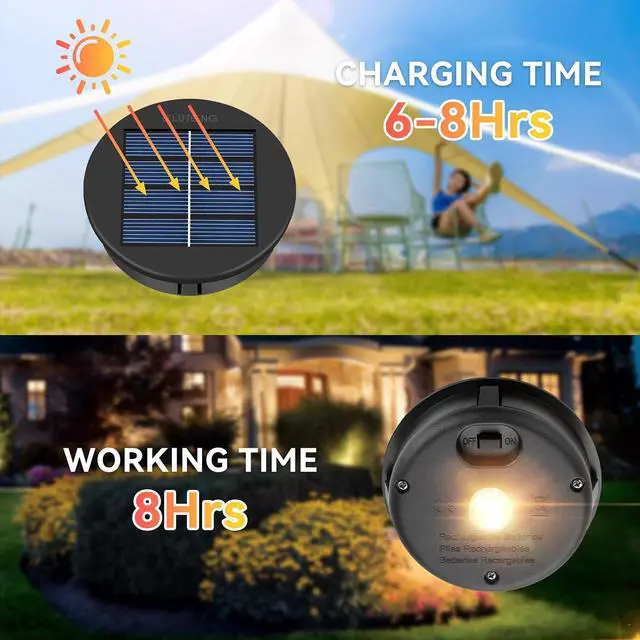 Alt view image 4 of 7 - ELUTENG 8-Pack Replacement Solar Light Parts Multi-Color 3.15Inch Waterproof Colorful Solar Lantern Lights Top Inserts 8CM Colored Outside Led Lanterns Lamp for Outdoor | Garden | Patio Decor
