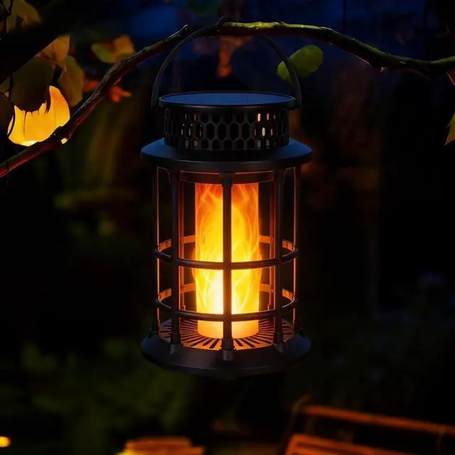 Main image of ELUTENG Solar Lantern Outdoor Waterproof Flickering Flame Hanging Lantern, 1200mAh Solar Torch Lights for Patio | Pathway | Yard | Outside Decor