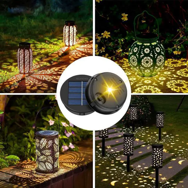Alt view image 7 of 7 - ELUTENG 8-Pack Replacement Solar Light Parts Multi-Color 3.15Inch Waterproof Colorful Solar Lantern Lights Top Inserts 8CM Colored Outside Led Lanterns Lamp for Outdoor | Garden | Patio Decor