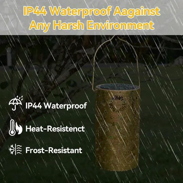 Alt view image 3 of 7 - ELUTENG Solar Lanterns Outdoor Waterproof Hanging Solar Lights Ip44 Yard Decor Outdoor Garden Lanterns Metal Decor Lantern for Garden Yard Tree Tabletop Decorative Coppery