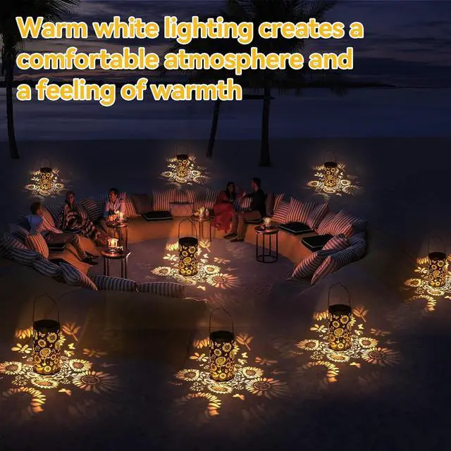 Alt view image 5 of 7 - ELUTENG Solar Lanterns Outdoor Waterproof Hanging Solar Lights Ip44 Yard Decor Outdoor Garden Lanterns Metal Decor Lantern for Garden Yard Tree Tabletop Decorative Coppery