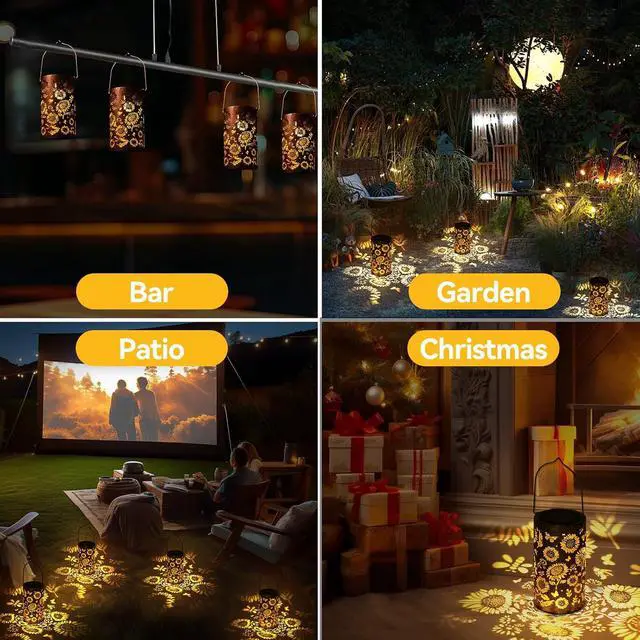 Alt view image 7 of 7 - ELUTENG Solar Lanterns Outdoor Waterproof Hanging Solar Lights Ip44 Yard Decor Outdoor Garden Lanterns Metal Decor Lantern for Garden Yard Tree Tabletop Decorative Coppery
