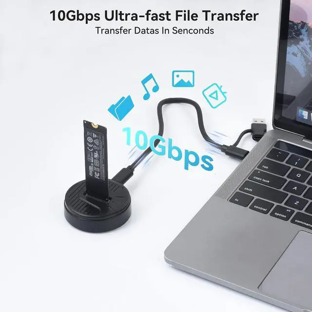 Alt view image 3 of 7 - ELUTENG Single M.2 NVMe to USB C/USB A Docking Station Adapter Card Reader, 10Gbps, Plug & Play, RTL9210 Chip, Supports M Key & B+M Key