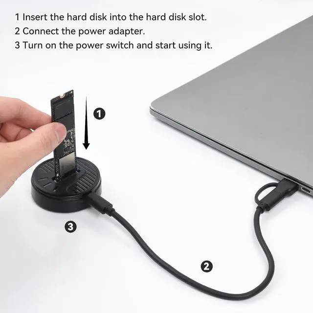Alt view image 7 of 7 - ELUTENG Single M.2 NVMe to USB C/USB A Docking Station Adapter Card Reader, 10Gbps, Plug & Play, RTL9210 Chip, Supports M Key & B+M Key