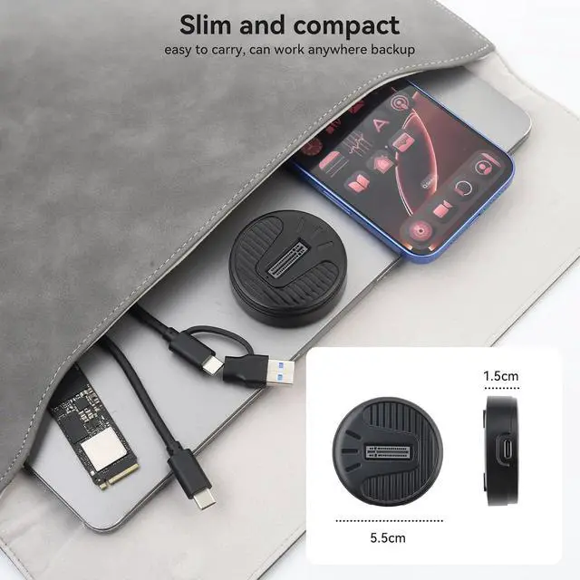 Alt view image 6 of 7 - ELUTENG Single M.2 NVMe to USB C/USB A Docking Station Adapter Card Reader, 10Gbps, Plug & Play, RTL9210 Chip, Supports M Key & B+M Key