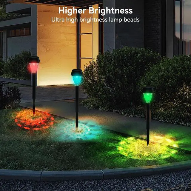 Alt view image 2 of 7 - ELUTENG Solar Ground Lights 8 Pack Solar Lights Outdoor Waterproof Auto On Off Solar Garden Lights Landscape Lighting for Outside Patio Pathway Yard Lawn Driveway Deck Step Walkway, Colorful Lanterns