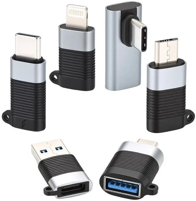 Main image of ELUTENG USB C Various Adapter Kits with Side Angle, USB A/Micro USB/OTG 6Packs Type-C Diverse Converter for iPhone, iPad, Galaxy, Smartphones Tablets Laptops USB Connector Set
