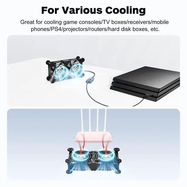 Alt view image 5 of 7 - ELUTENG Dual Cooling Fan Whisper Quiet 80mm 3 Adjustable High Speed with Dual 40mm USB Fan with 3 Speeds Adjustable 5V PC Fan