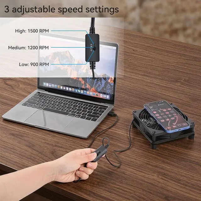 Alt view image 2 of 7 - ELUTENG USB Powered Cooling Fan 140mm with 3 Speed Adjustable Computer USB Fans 5V Quiet Mat 14cm PC Ventilator Cooling Radiator for Router, Receiver, TV Box, DVR, Xbox, PS6, PS5, Cabinet and More