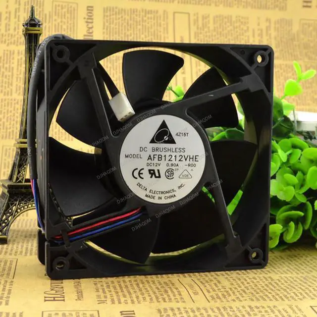 Alt view image 3 of 5 - Compatible for Delta AFB1212VHE 12V 0.90A 120x120x38mm 12038 3-Wire Cooling Fan