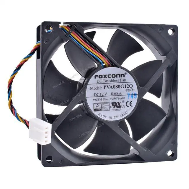 Alt view image 2 of 4 - Compatible for Foxconn PVA080G12Q 12V 0.65A 8025 80x80x25mm 4-Wire Cooling Fan