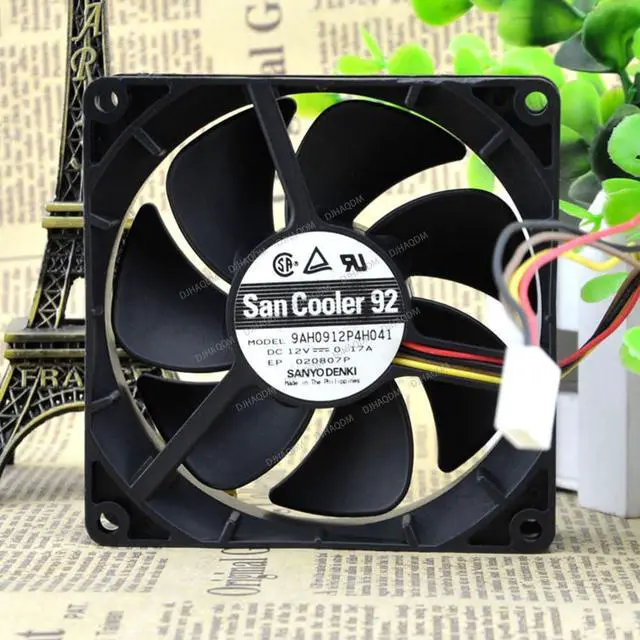 Alt view image 2 of 5 - Compatible for San Cooler 92 9AH0912P4H041 12V 0.17A 9225 92x92x25mm 4-Wire Cooling Fan