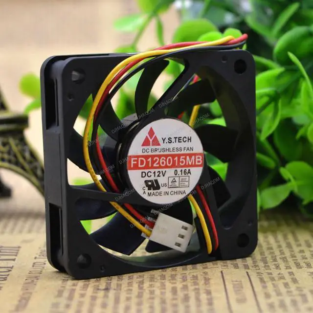 Alt view image 3 of 5 - Compatible for Y.S.TECH FD126015MB 12V 0.16A 6015 6cm 3-Wire Cooling Fan