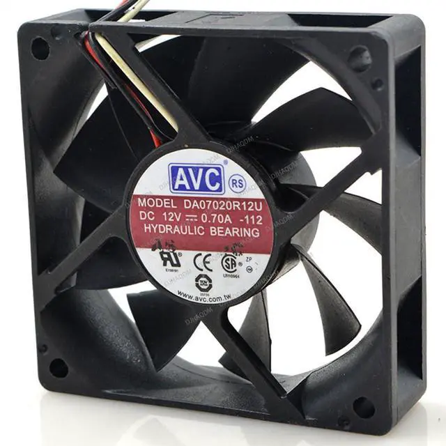 Alt view image 2 of 4 - Compatible for AVC DA07020R12U 12V 0.70A 70x70x20mm 7020 3-Wire Cooling Fan
