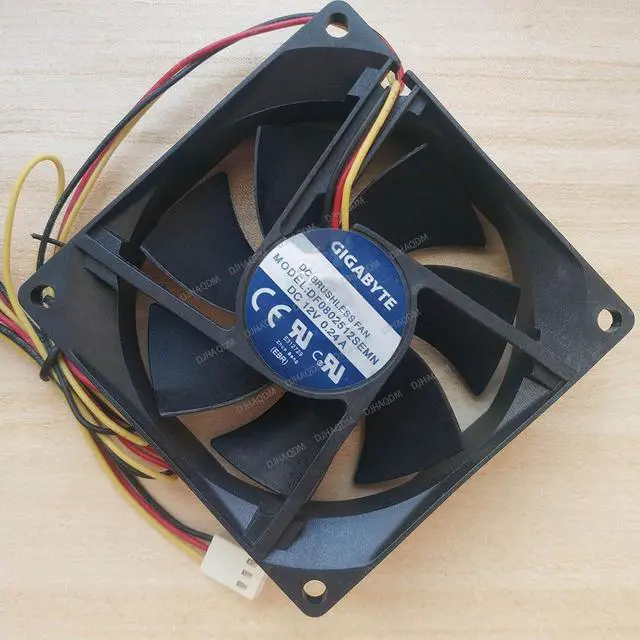 Alt view image 2 of 5 - Compatible for GIGABYTE DF0802512SEMN 12V 0.24A 8025 80x80x25mm 3-Wire Cooling Fan