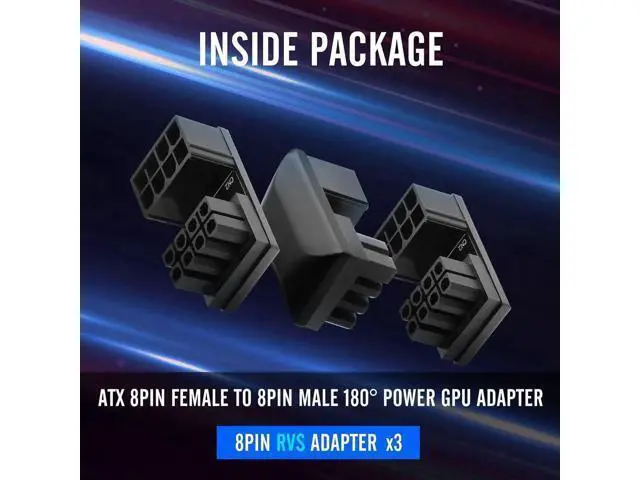 Alt view image 4 of 7 - 3 Pack Reverse Type 180° U-Turn PCIe 8Pin GPU Power Angle Adapter Board, Desktop Graphics Card VGA Power Direction-Changing Connector