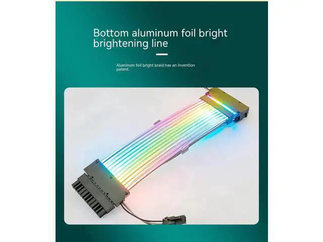 Alt view image 2 of 6 - ARGB Dual-Light 24Pin Synchronous Luminous PSU Extension Cable, 18AWG (41×0.16 Tinned Wire) Addressable RGB Power Harness for Motherboard & GPU