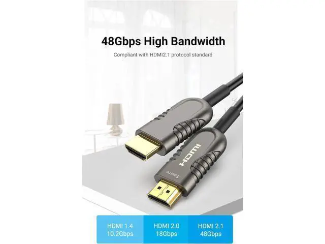Alt view image 6 of 6 - 3.3FT/1M Fiber Optic HDMI 2.1 Cable, 8K@60Hz 4K@120Hz 48Gbps Cord Supports eARC HDR10 HDCP 2.2/2.3 3D for Xbox PS5 Apple TV PC
