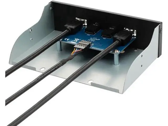 Alt view image 3 of 3 - 5.25 Inch PC Front Panel USB Hub, 2 USB3.0 Ports with HD Audio & Mic Jack, 2.6FT 20Pin USB Splitter Cable for Desktop Case Expansion