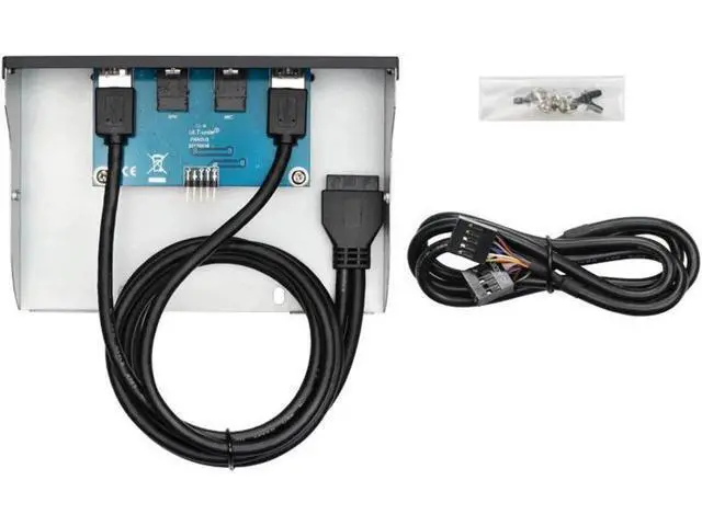 Alt view image 2 of 3 - 5.25 Inch PC Front Panel USB Hub, 2 USB3.0 Ports with HD Audio & Mic Jack, 2.6FT 20Pin USB Splitter Cable for Desktop Case Expansion