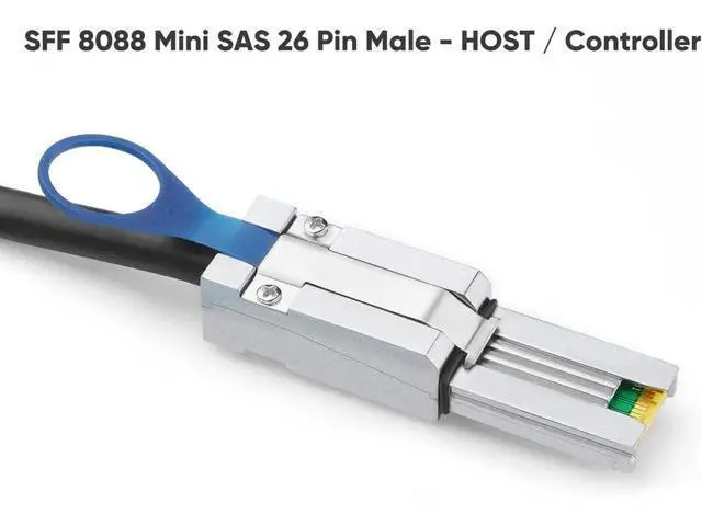 Alt view image 3 of 6 - 2M SFF-8088 Mini SAS 26Pin Male to 4 SATA 7Pin Female Breakout Cable, 6.6FT Server RAID Controller to SATA Hard Drive Backplane Cable